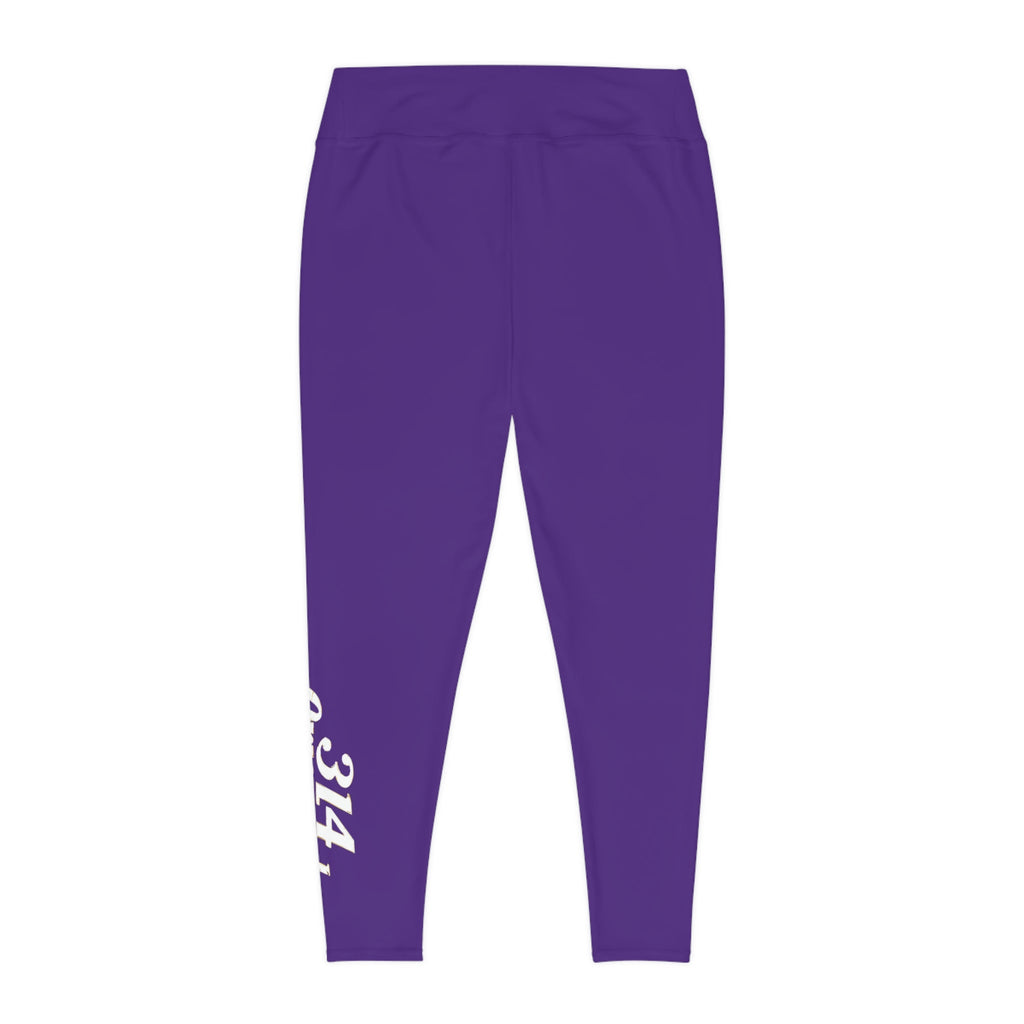 Purple Plus Size Leggings — Subtle Side Script Graphic, Comfortable Everyday Activewear - 314 Originals