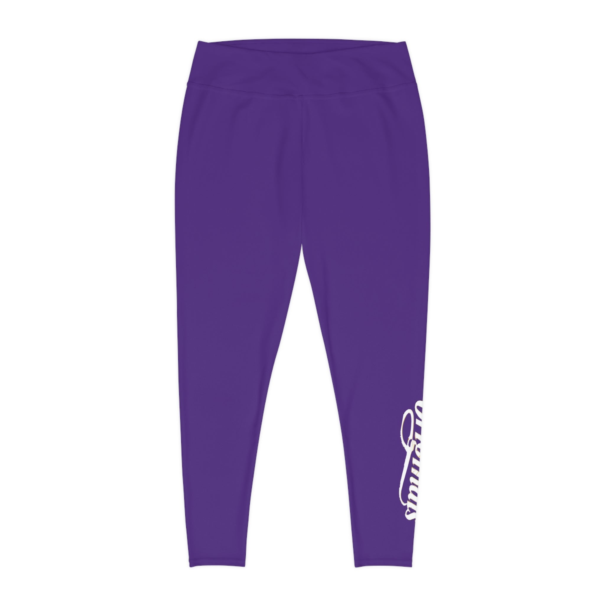 Purple Plus Size Leggings — Subtle Side Script Graphic, Comfortable Everyday Activewear - 314 Originals