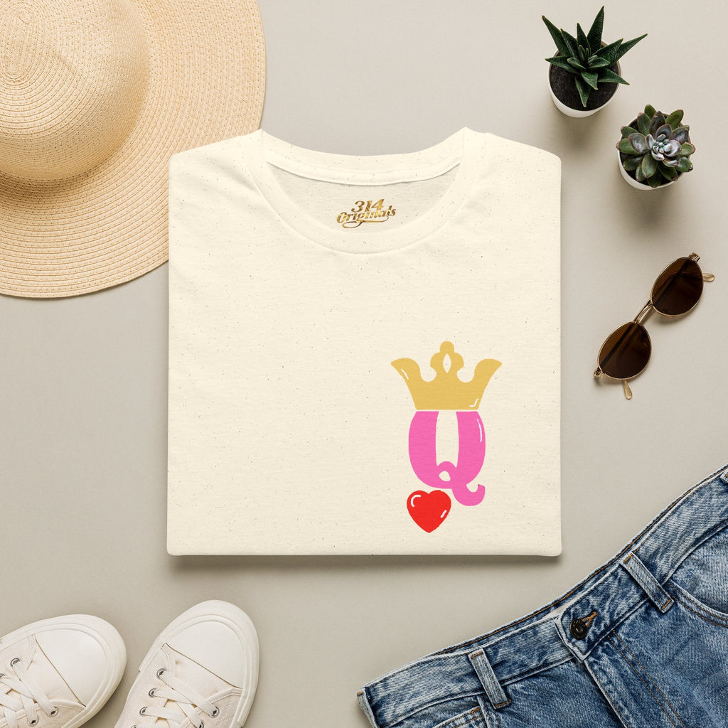 Queen Q Crown T‑Shirt — Pink & Gold Heart Logo Tee - 314 Originals