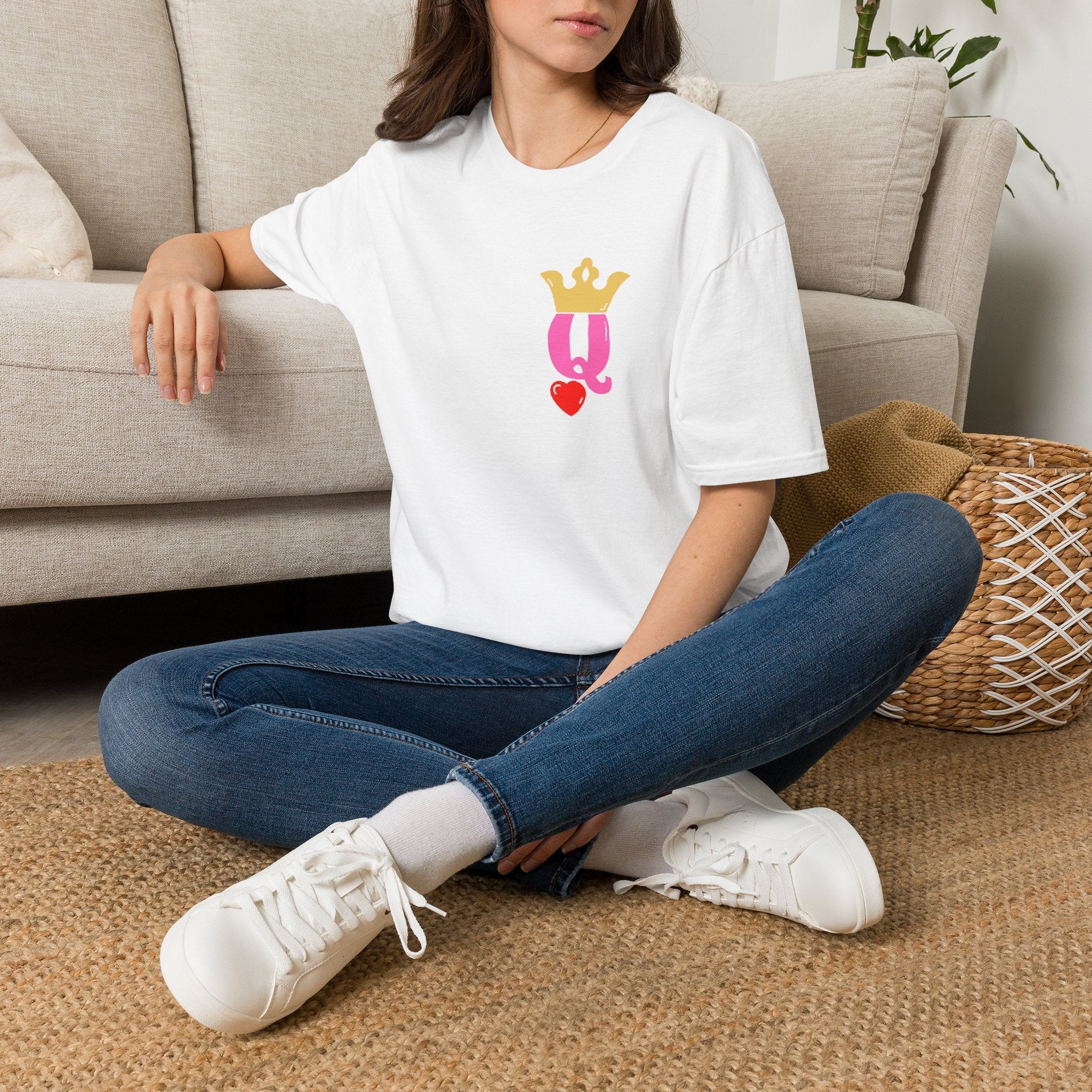 Queen Q Crown T‑Shirt — Pink & Gold Heart Logo Tee - 314 Originals