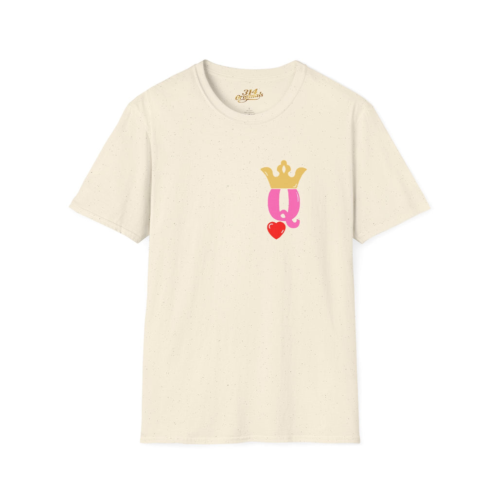 Queen Q Crown T‑Shirt — Pink & Gold Heart Logo Tee - 314 Originals