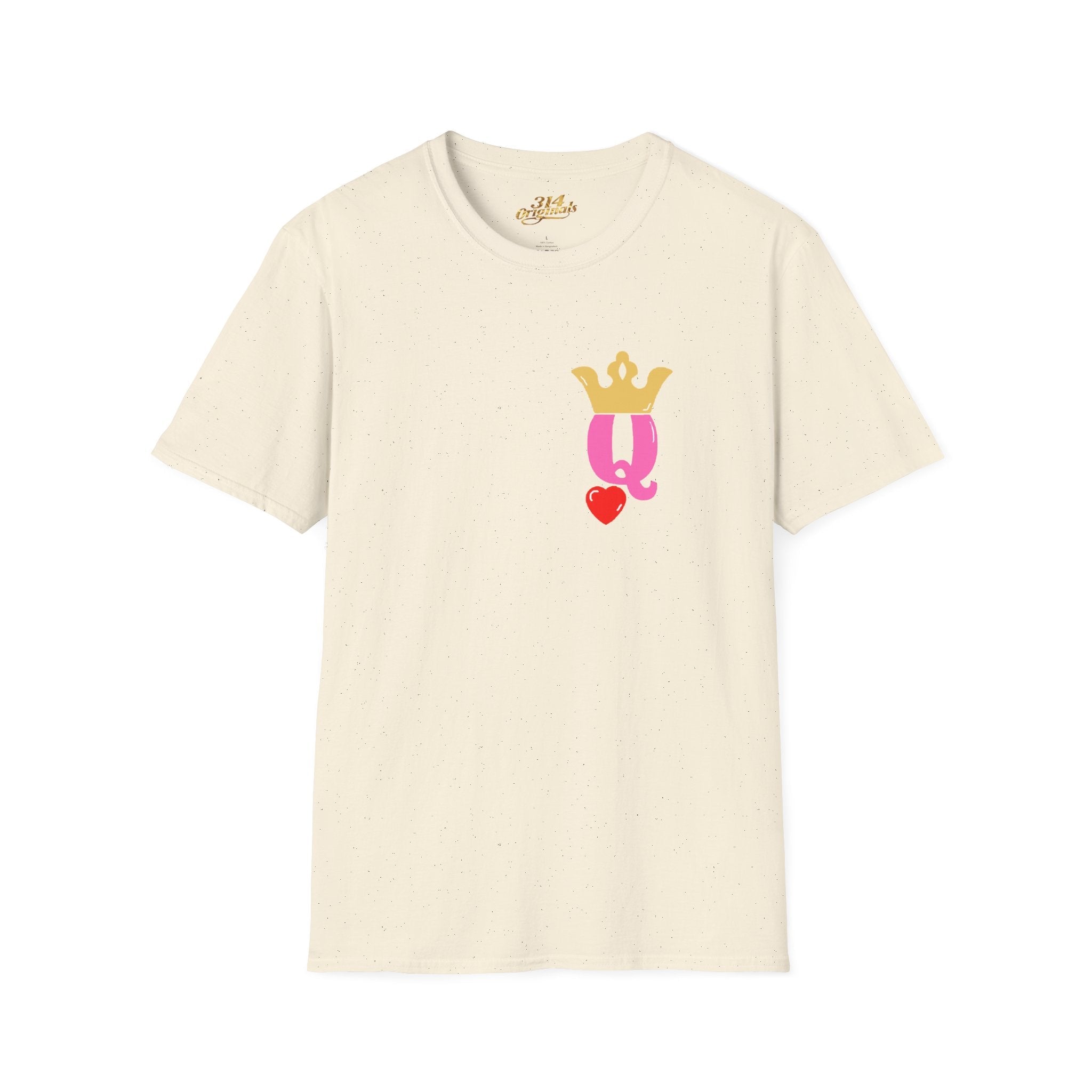 Queen Q Crown T‑Shirt — Pink & Gold Heart Logo Tee - 314 Originals