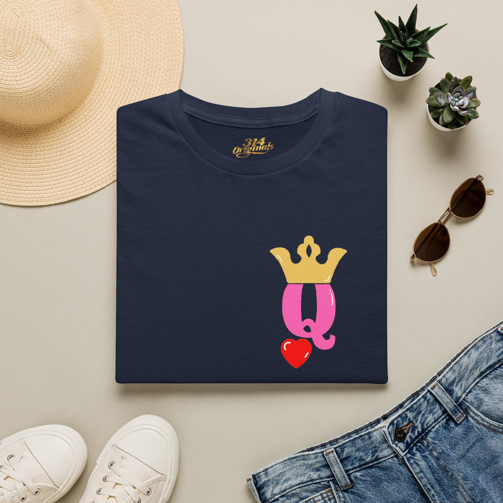 Queen Q Crown T‑Shirt — Pink & Gold Heart Logo Tee - 314 Originals