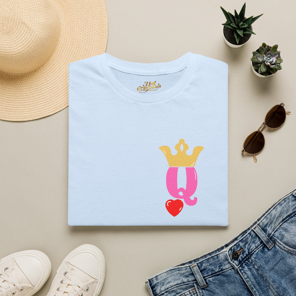 Queen Q Crown T‑Shirt — Pink & Gold Heart Logo Tee - 314 Originals