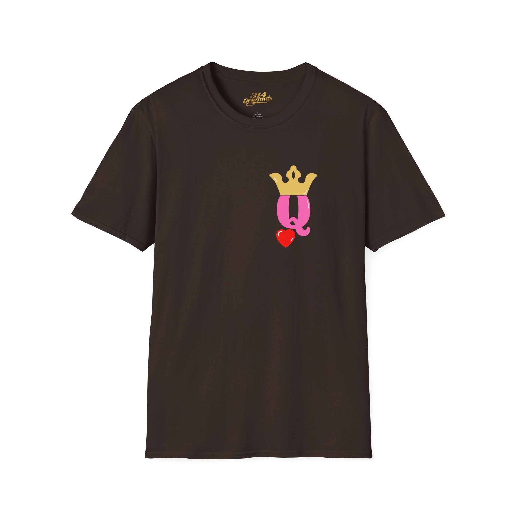 Queen Q Crown T‑Shirt — Pink & Gold Heart Logo Tee - 314 Originals