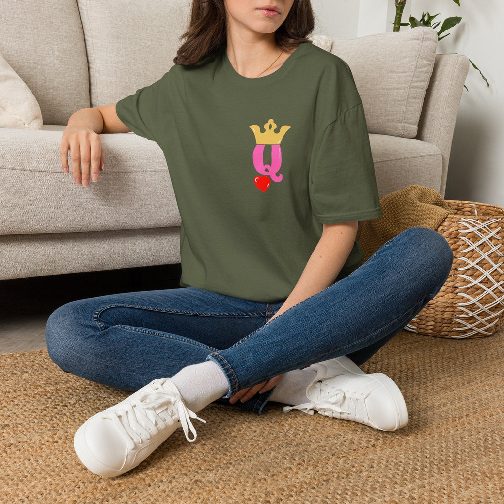 Queen Q Crown T‑Shirt — Pink & Gold Heart Logo Tee - 314 Originals