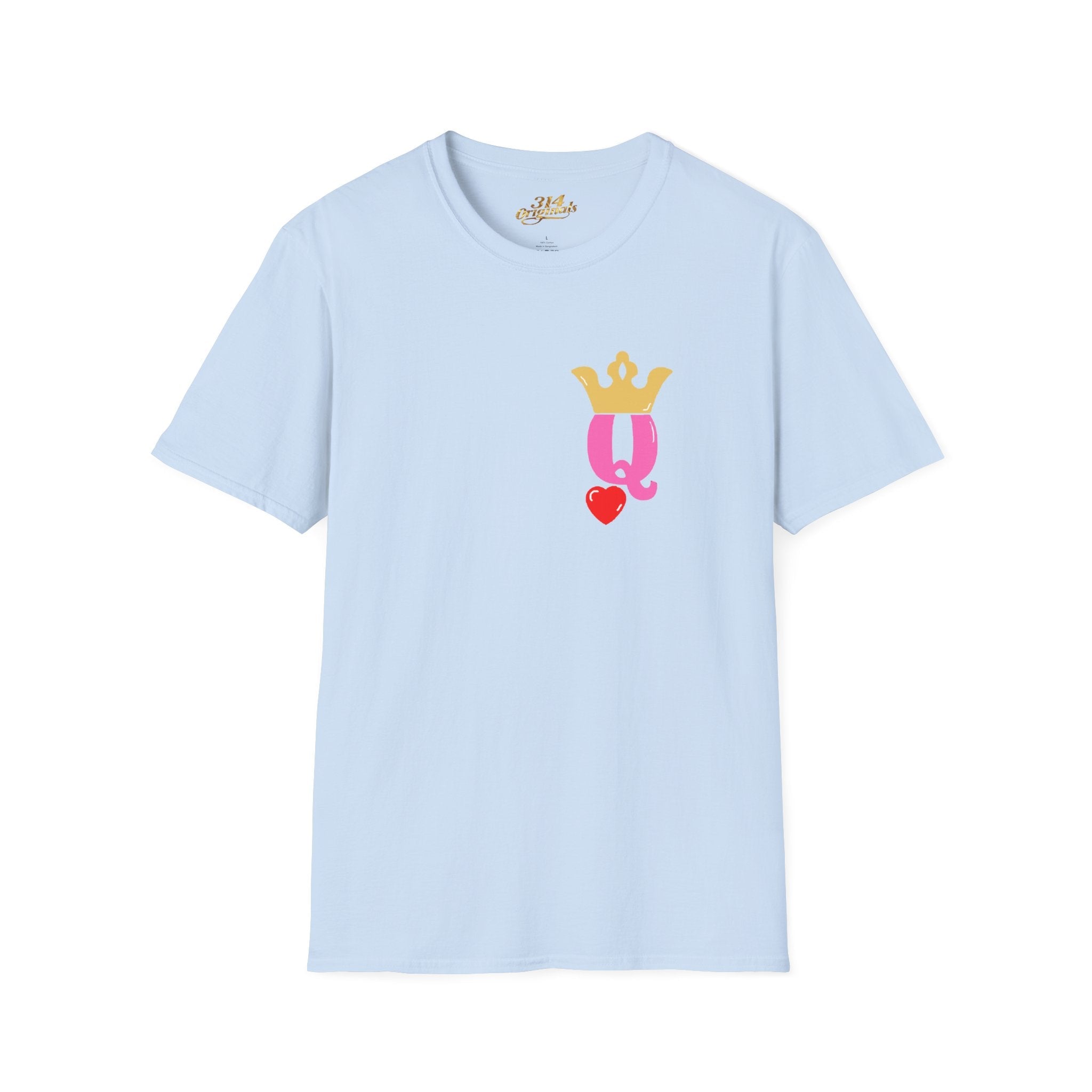 Queen Q Crown T‑Shirt — Pink & Gold Heart Logo Tee - 314 Originals