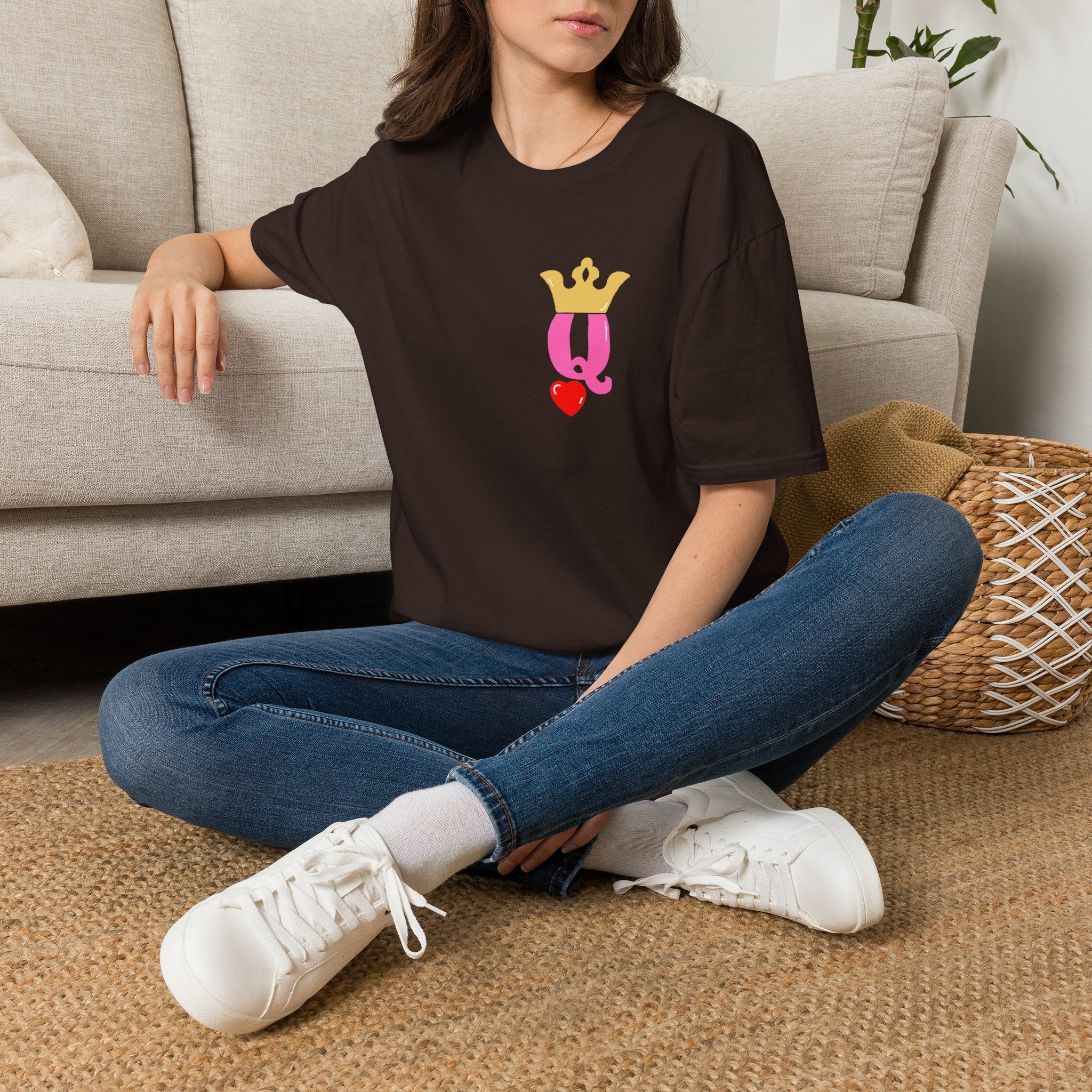 Queen Q Crown T‑Shirt — Pink & Gold Heart Logo Tee - 314 Originals