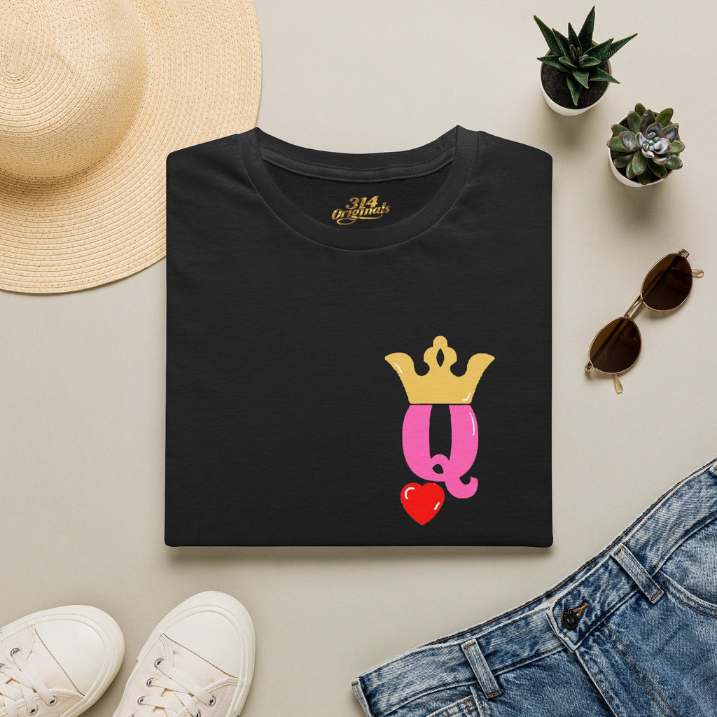 Queen Q Crown T‑Shirt — Pink & Gold Heart Logo Tee - 314 Originals