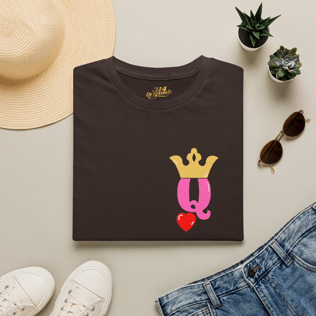 Queen Q Crown T‑Shirt — Pink & Gold Heart Logo Tee - 314 Originals
