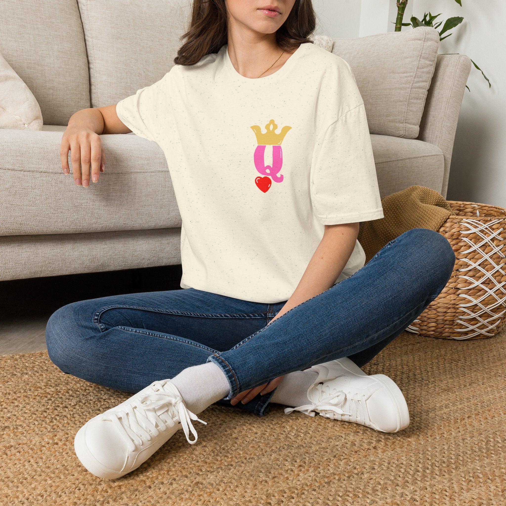 Queen Q Crown T‑Shirt — Pink & Gold Heart Logo Tee - 314 Originals