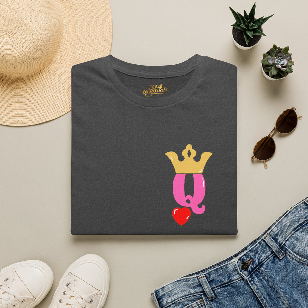 Queen Q Crown T‑Shirt — Pink & Gold Heart Logo Tee - 314 Originals