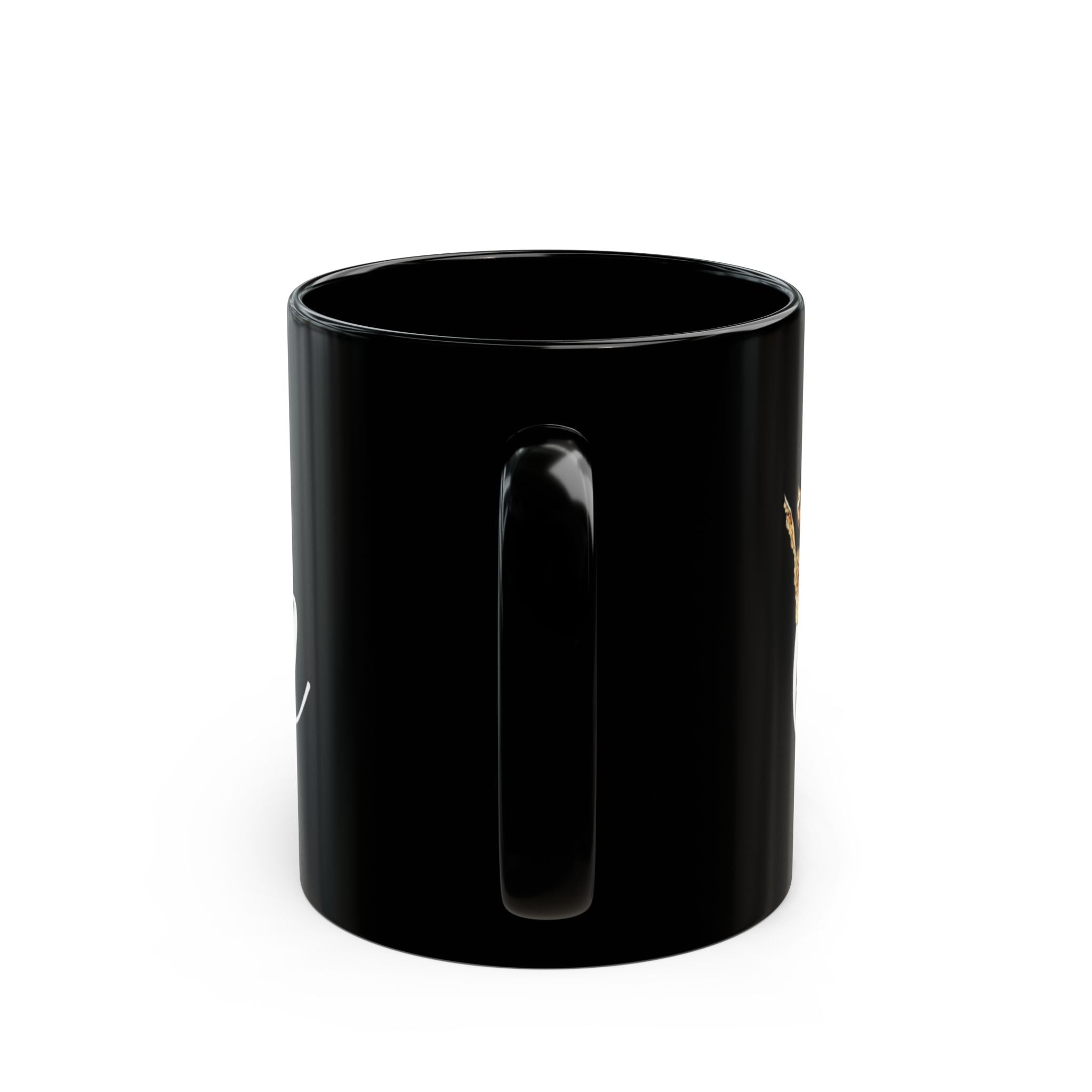 Queen Script Black Mug with Gold Crown — Royal Coffee Tea Gift - 314 Originals