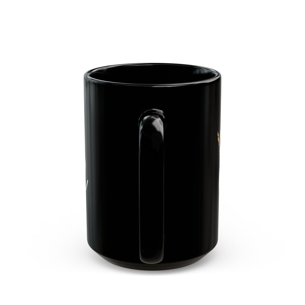 Queen Script Black Mug with Gold Crown — Royal Coffee Tea Gift - 314 Originals
