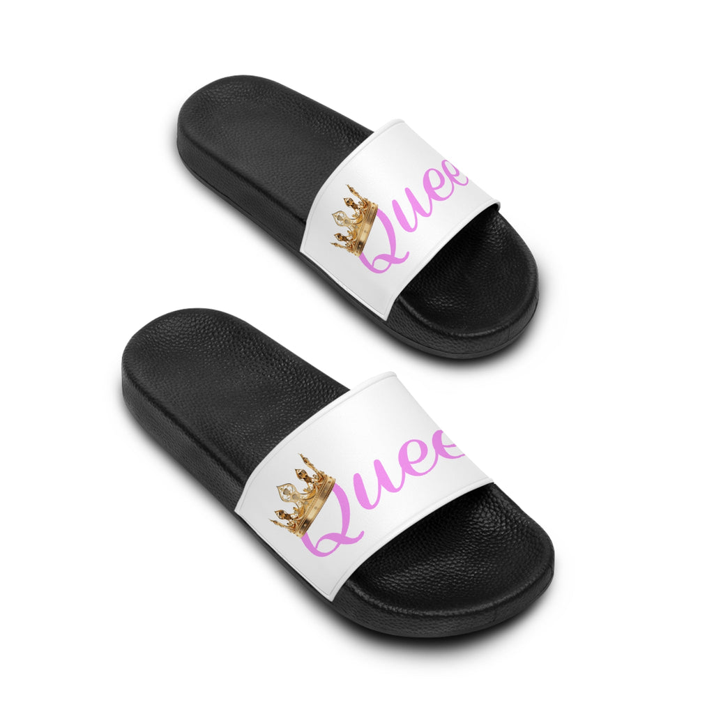 Queen Slide Sandals — Pink Script with Gold Crown - 314 Originals