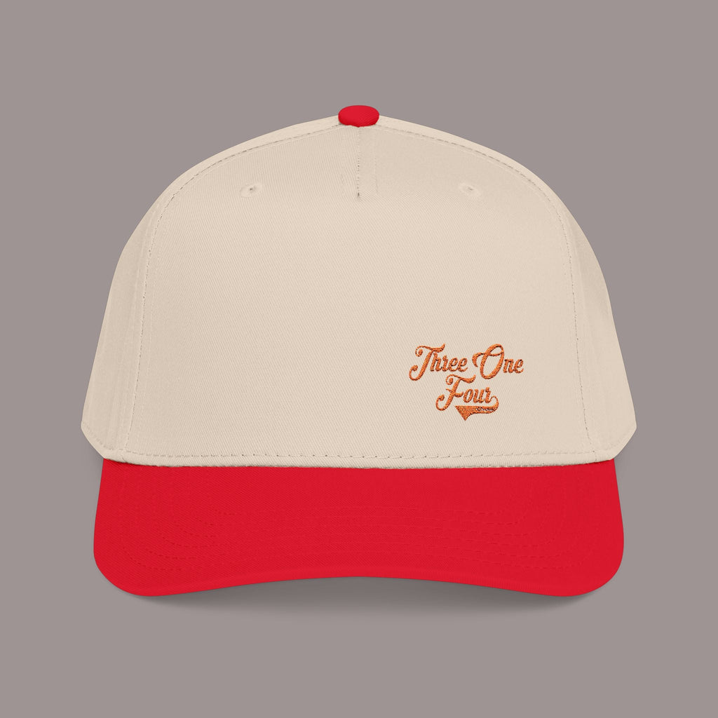 Red Mid Profile Baseball Cap — Casual Vintage Script Hat - 314 Originals