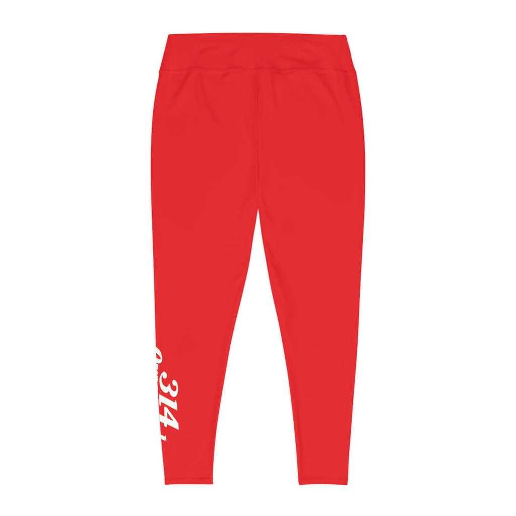 Red Plus Size Leggings — Subtle Side Script Graphic, Comfortable Everyday Activewear - 314 Originals