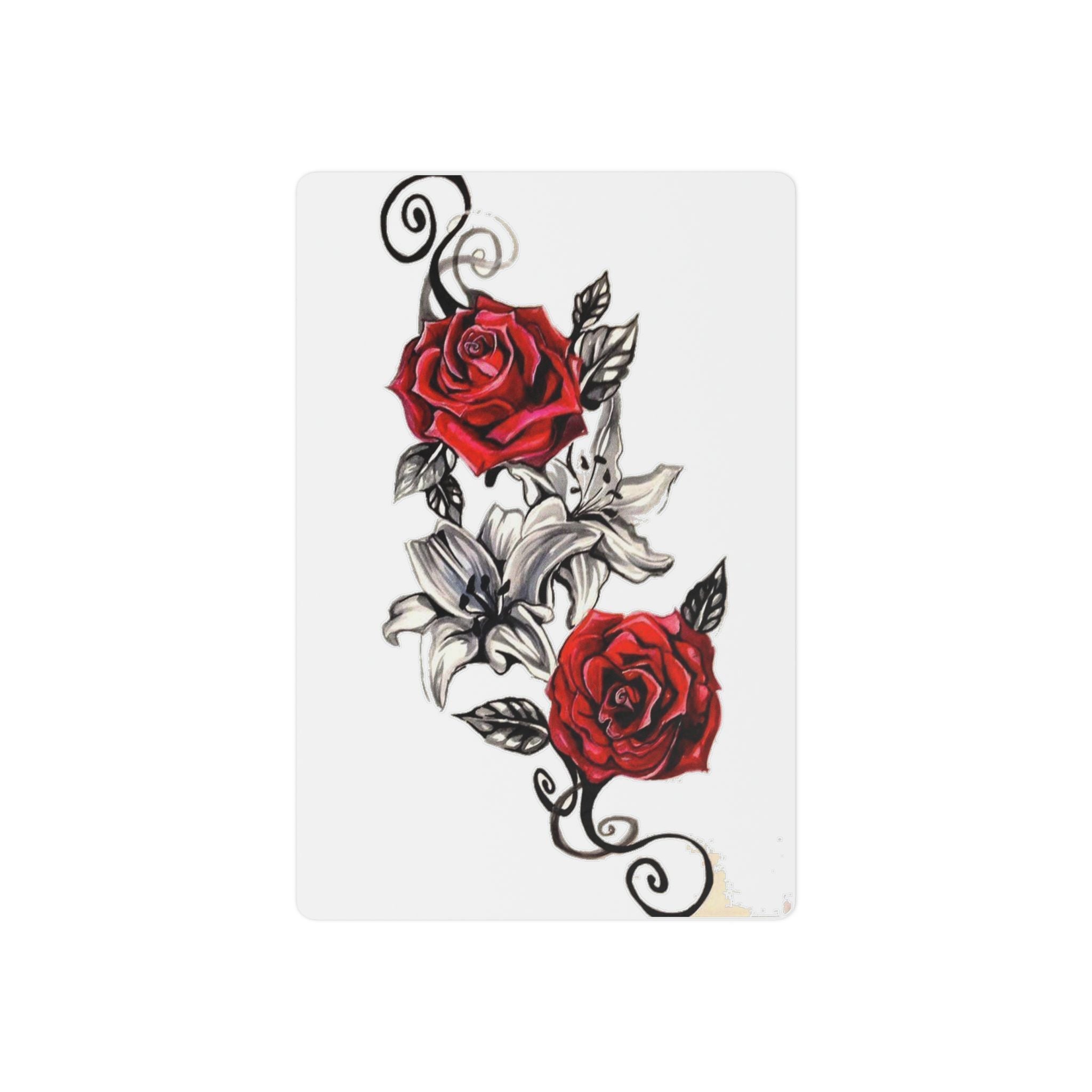 Red Rose & Lily Temporary Tattoo — Floral Vine Body Art Sticker - 314 Originals
