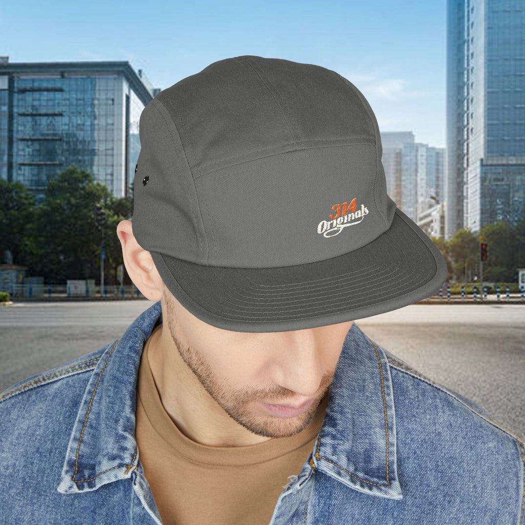 Retro Script Logo Embroidered 5-Panel Cap — - 314 Originals