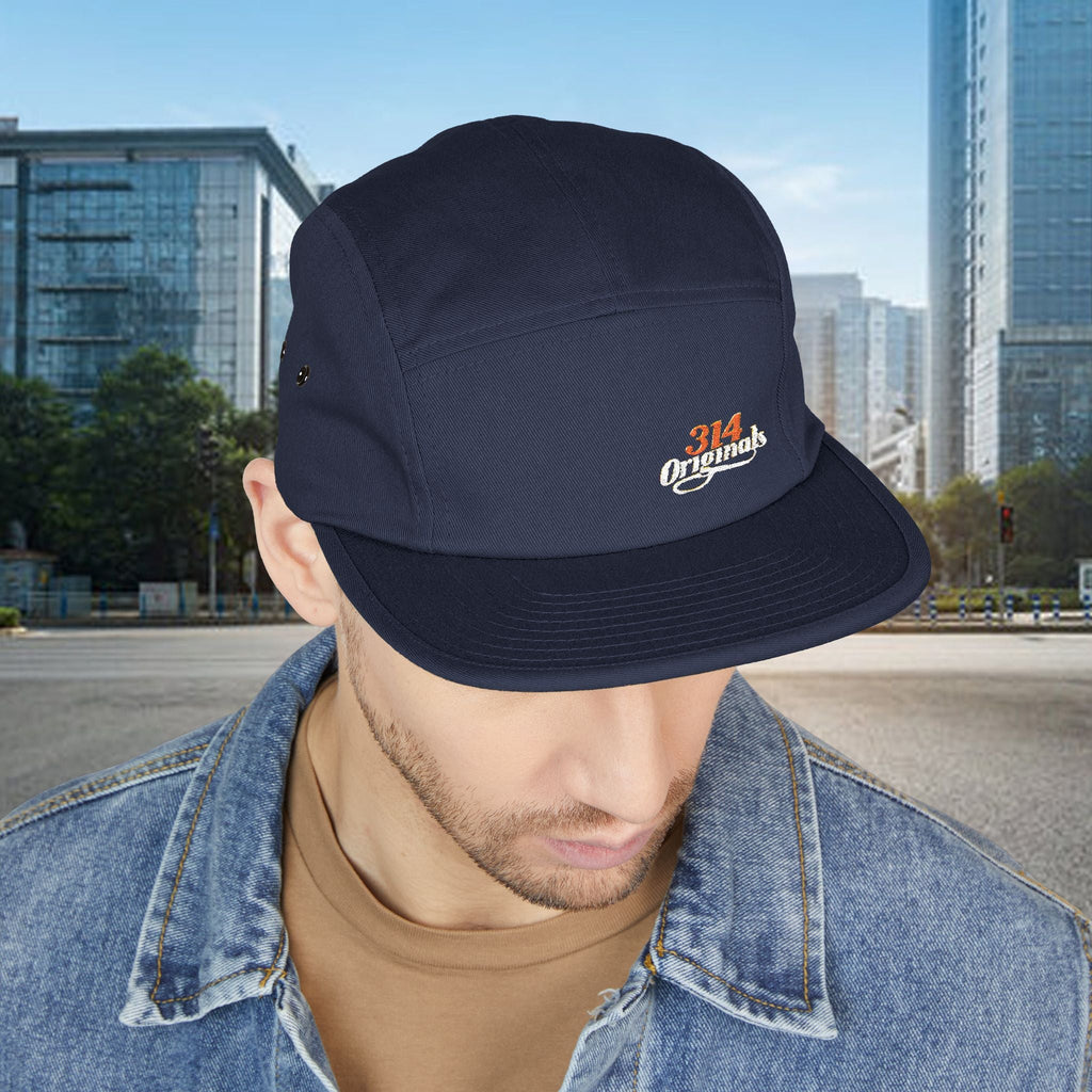 Retro Script Logo Embroidered 5-Panel Cap — - 314 Originals