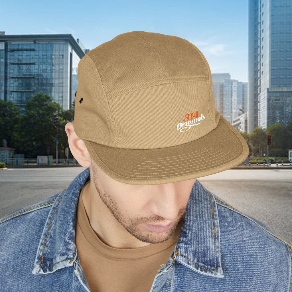 Retro Script Logo Embroidered 5-Panel Cap — - 314 Originals