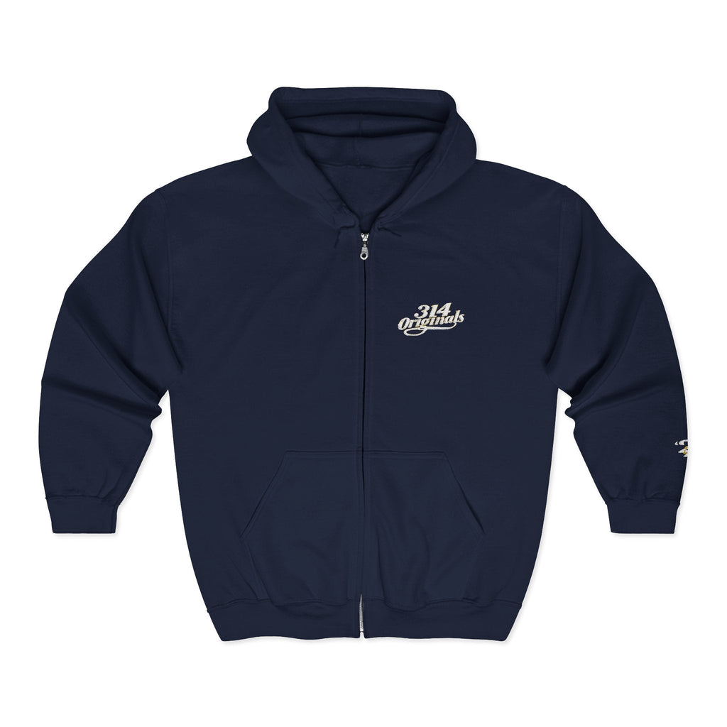 Retro Script Zip Hoodie — Chest Logo - 314 Originals