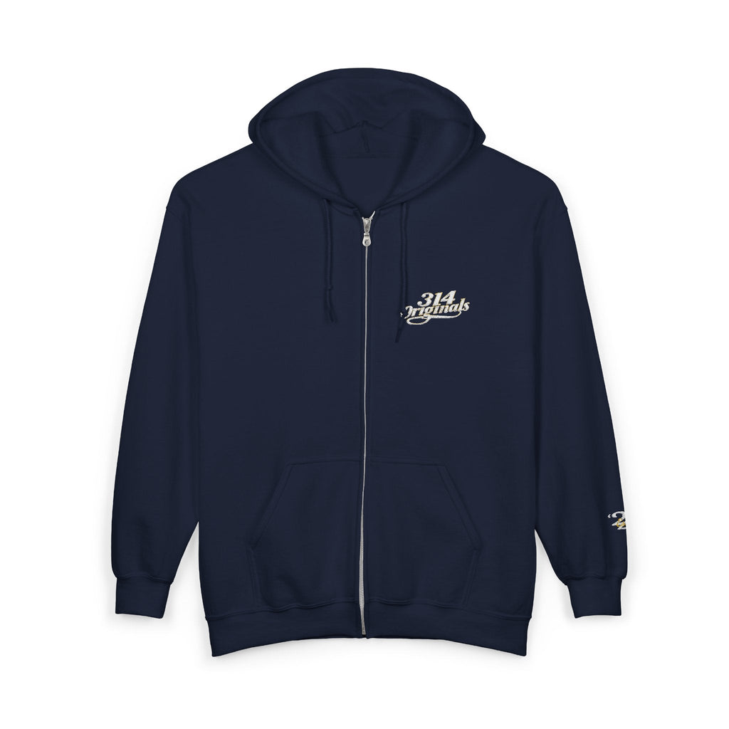 Retro Script Zip Hoodie — Chest Logo - 314 Originals