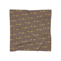Silky Brown Logo Scarf — Gold Script Pattern Polyester Scarf - 314 Originals