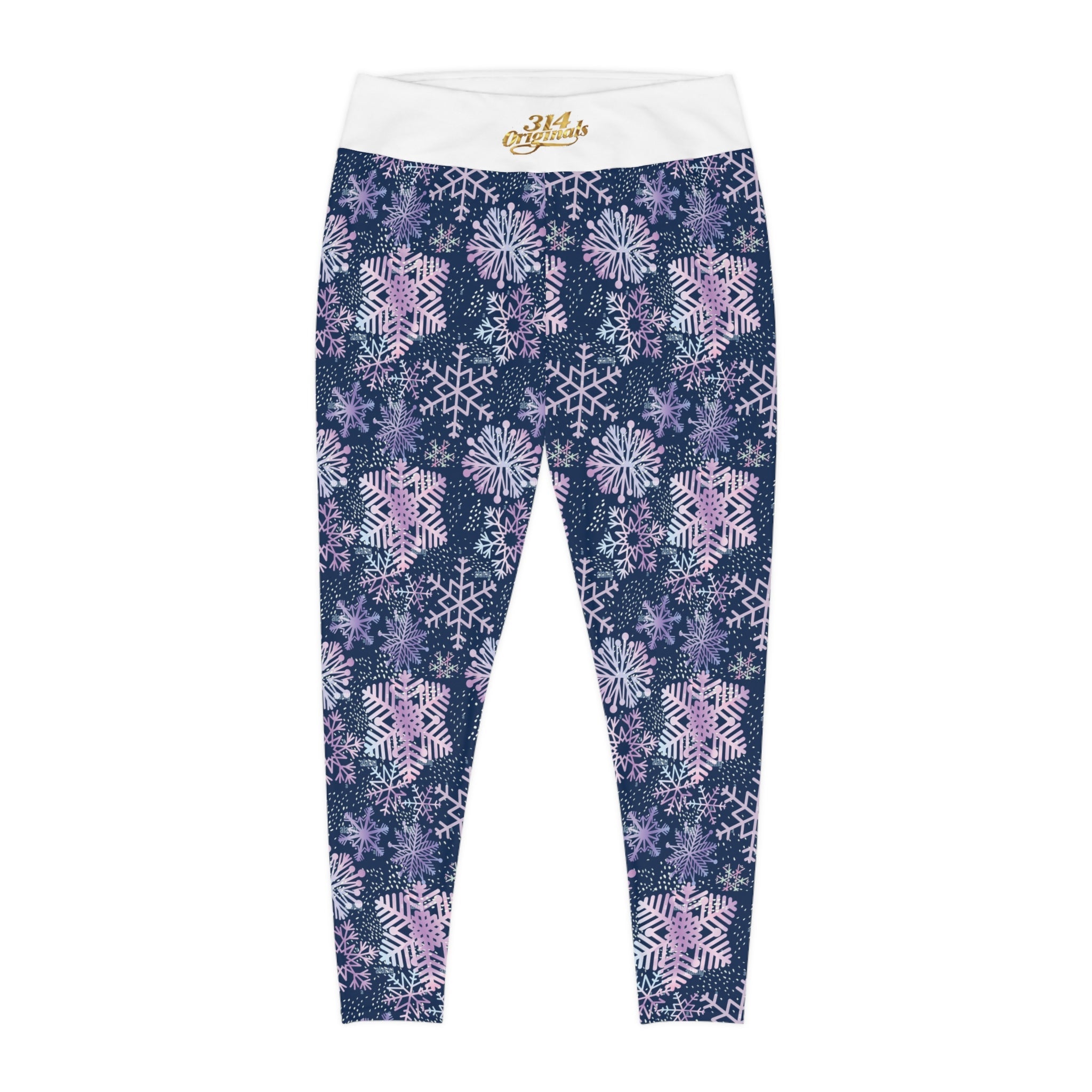 Snowflake Plus Size Leggings — Subtle Side Script Graphic, Comfortable Everyday Activewear - 314 Originals