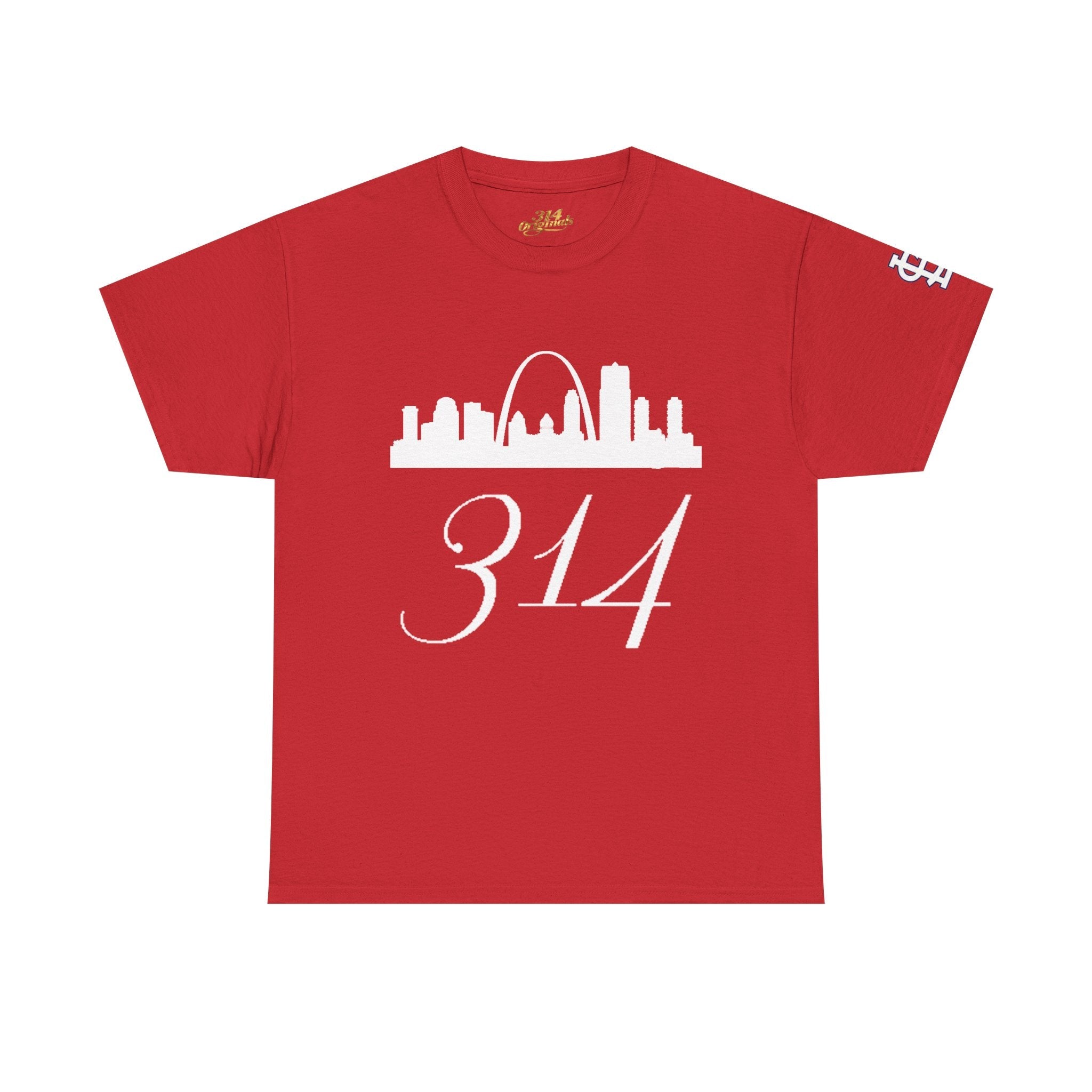 St. Louis 314 Skyline Tee — Red Gateway Arch City Number T-Shirt - 314 Originals