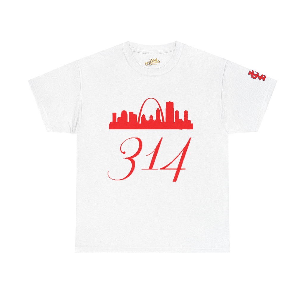 St. Louis 314 Skyline Tee — Red Gateway Arch City Number T-Shirt - 314 Originals