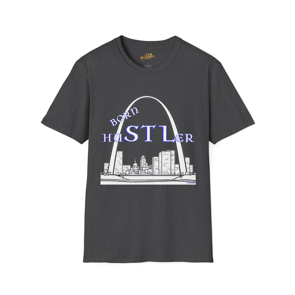 St. Louis Arch Skyline Tee — Born Hustler Front, 314 Originals Back - 314 Originals