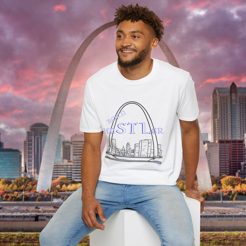St. Louis Arch Skyline Tee — Born Hustler Front, 314 Originals Back - 314 Originals