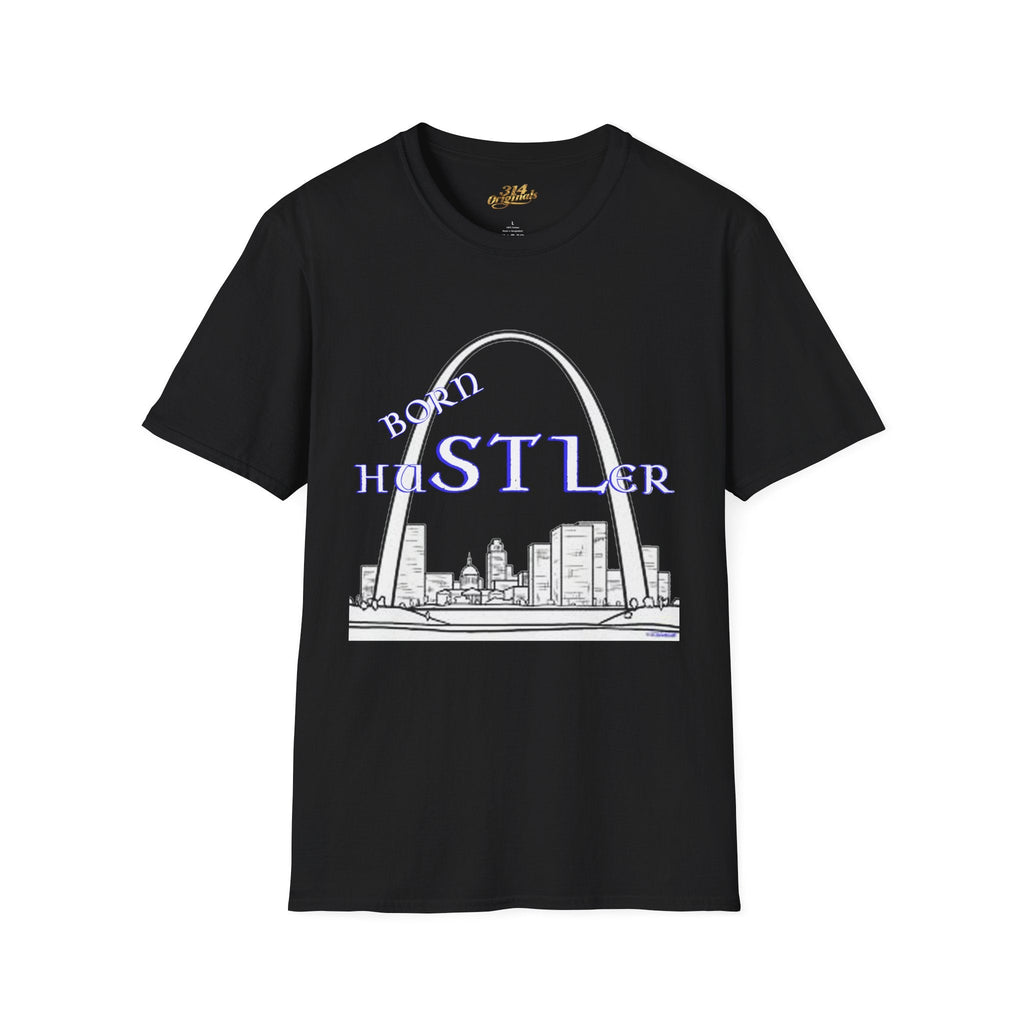 St. Louis Arch Skyline Tee — Born Hustler Front, 314 Originals Back - 314 Originals