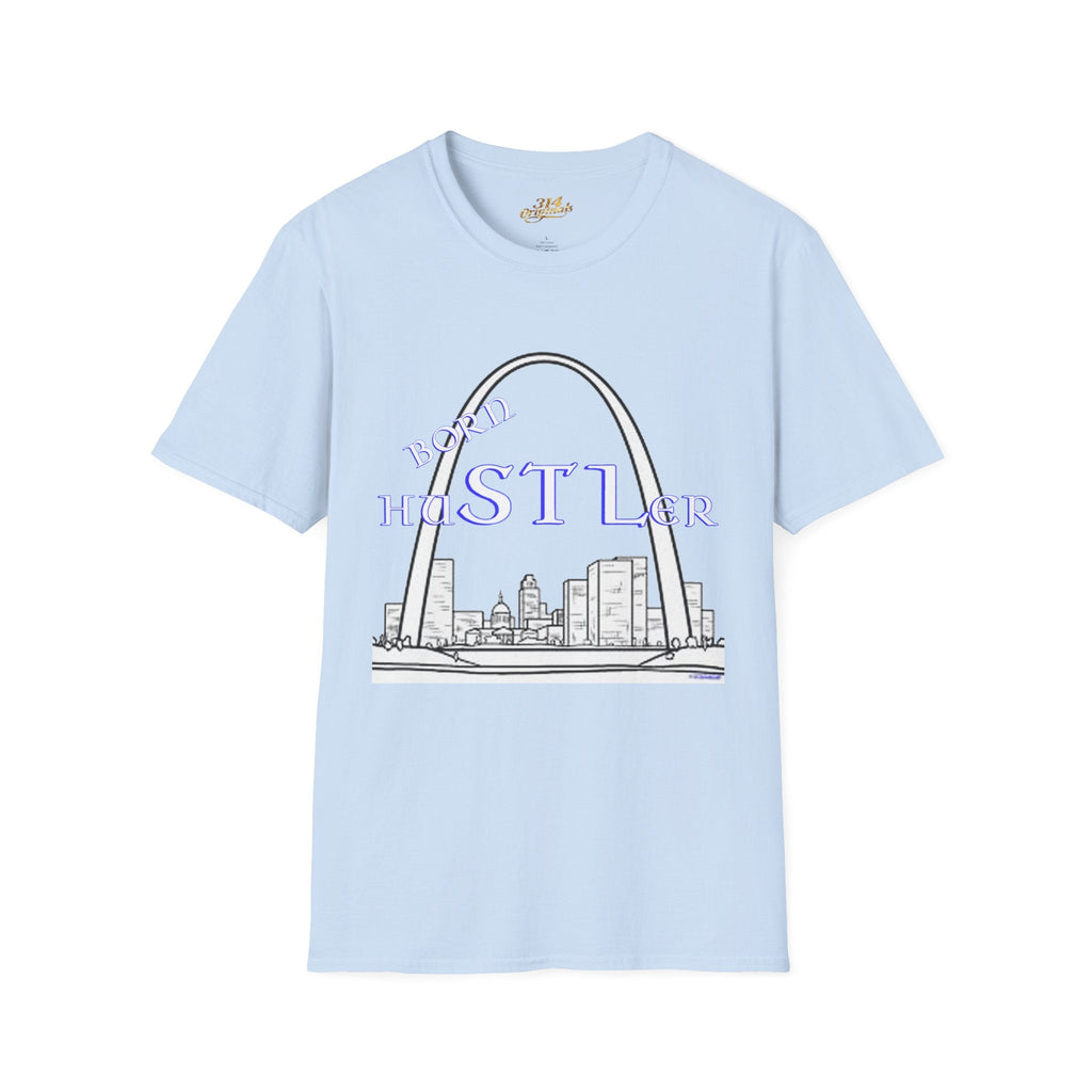 St. Louis Arch Skyline Tee — Born Hustler Front, 314 Originals Back - 314 Originals