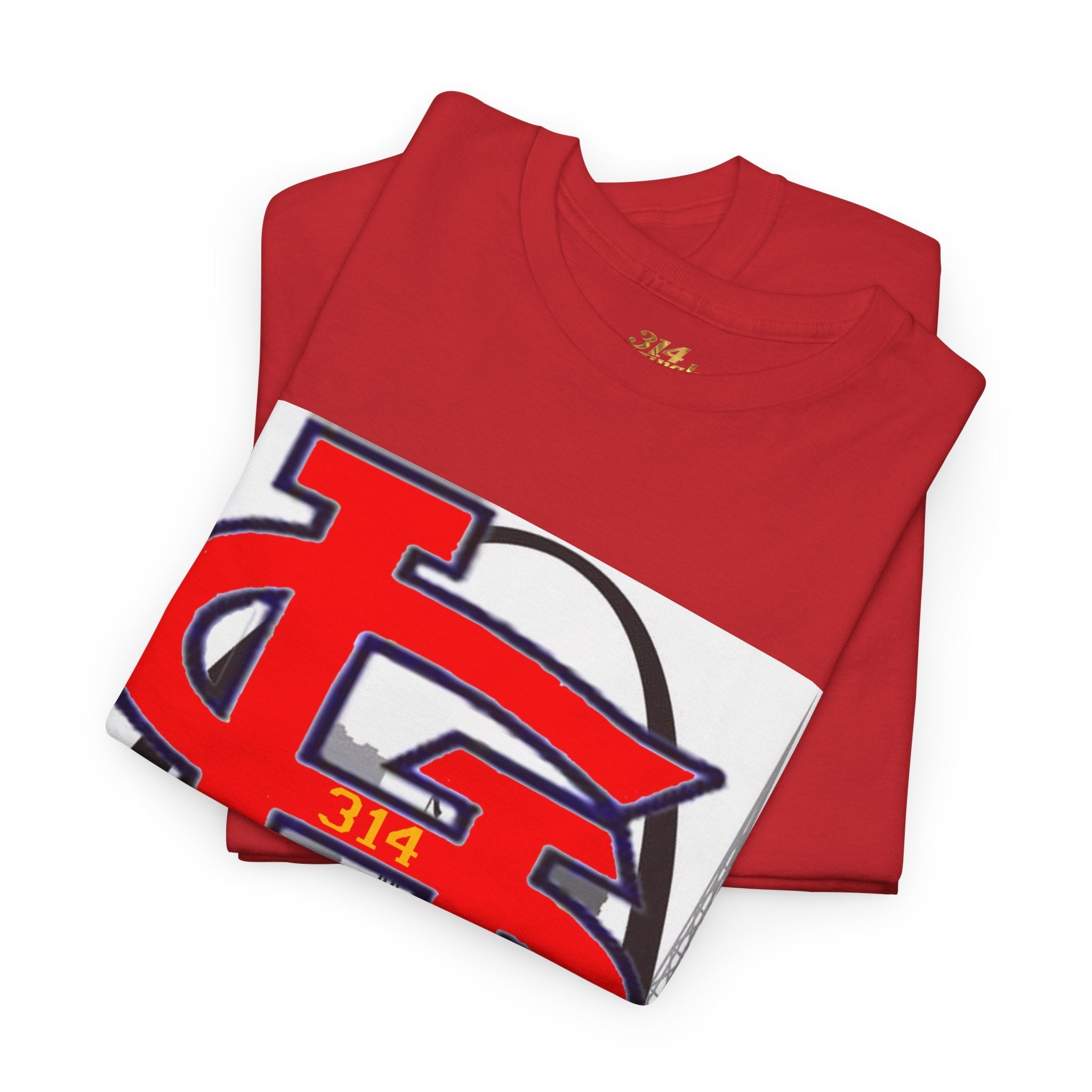 St. Louis Skyline Tee — Red STL Lettering Graphic T-Shirt - 314 Originals