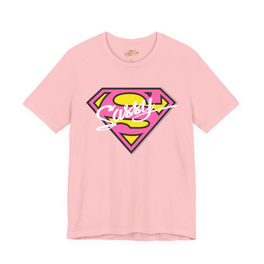 Super Sassy Tee — Pink & Yellow S Badge Graphic T-Shirt - 314 Originals