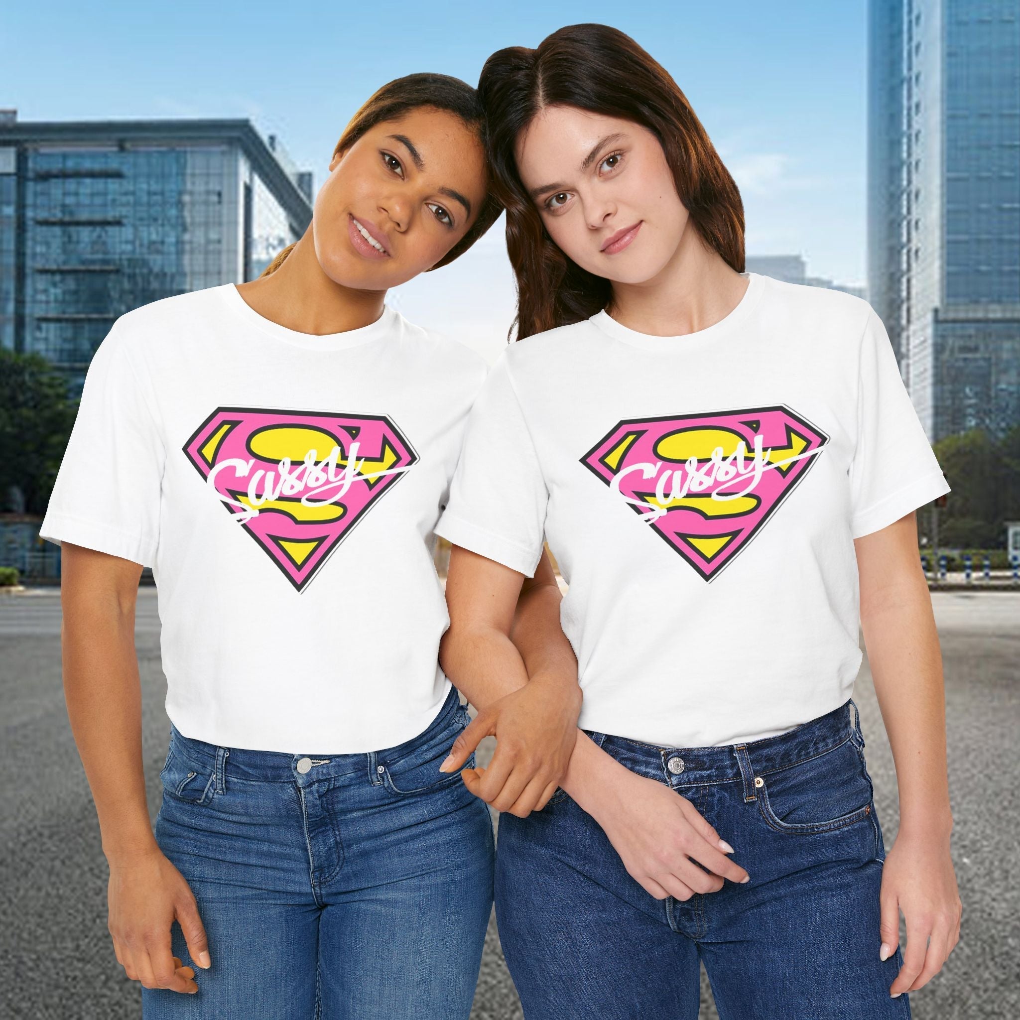 Super Sassy Tee — Pink & Yellow S Badge Graphic T-Shirt - 314 Originals