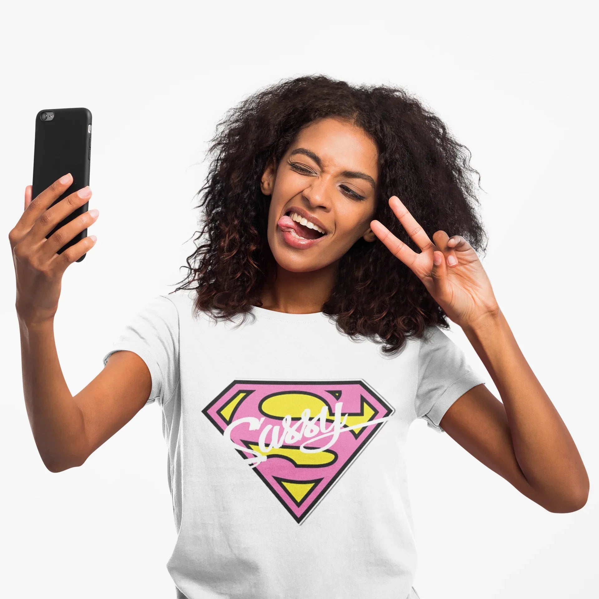 Super Sassy Tee — Pink & Yellow S Badge Graphic T-Shirt - 314 Originals