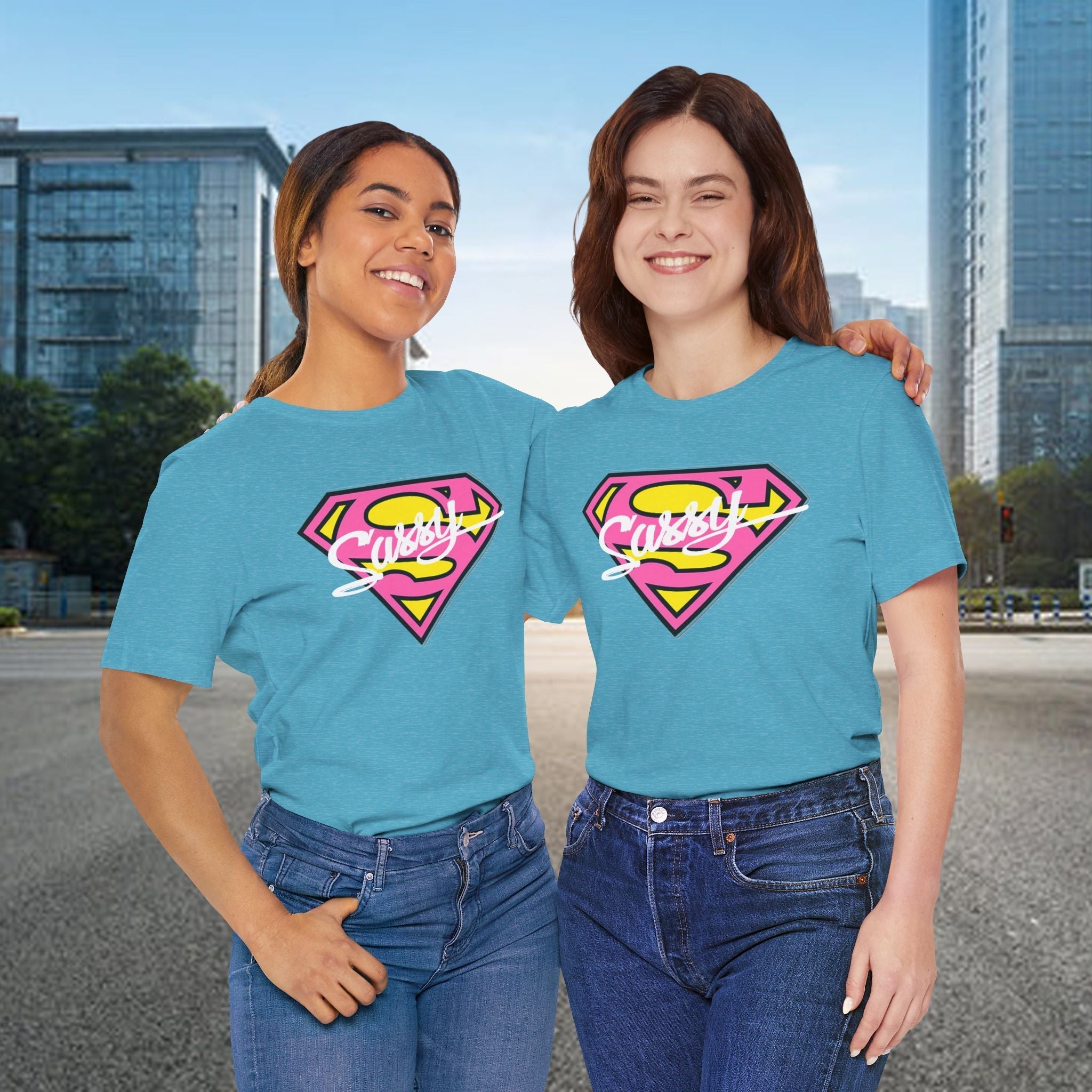 Super Sassy Tee — Pink & Yellow S Badge Graphic T-Shirt - 314 Originals