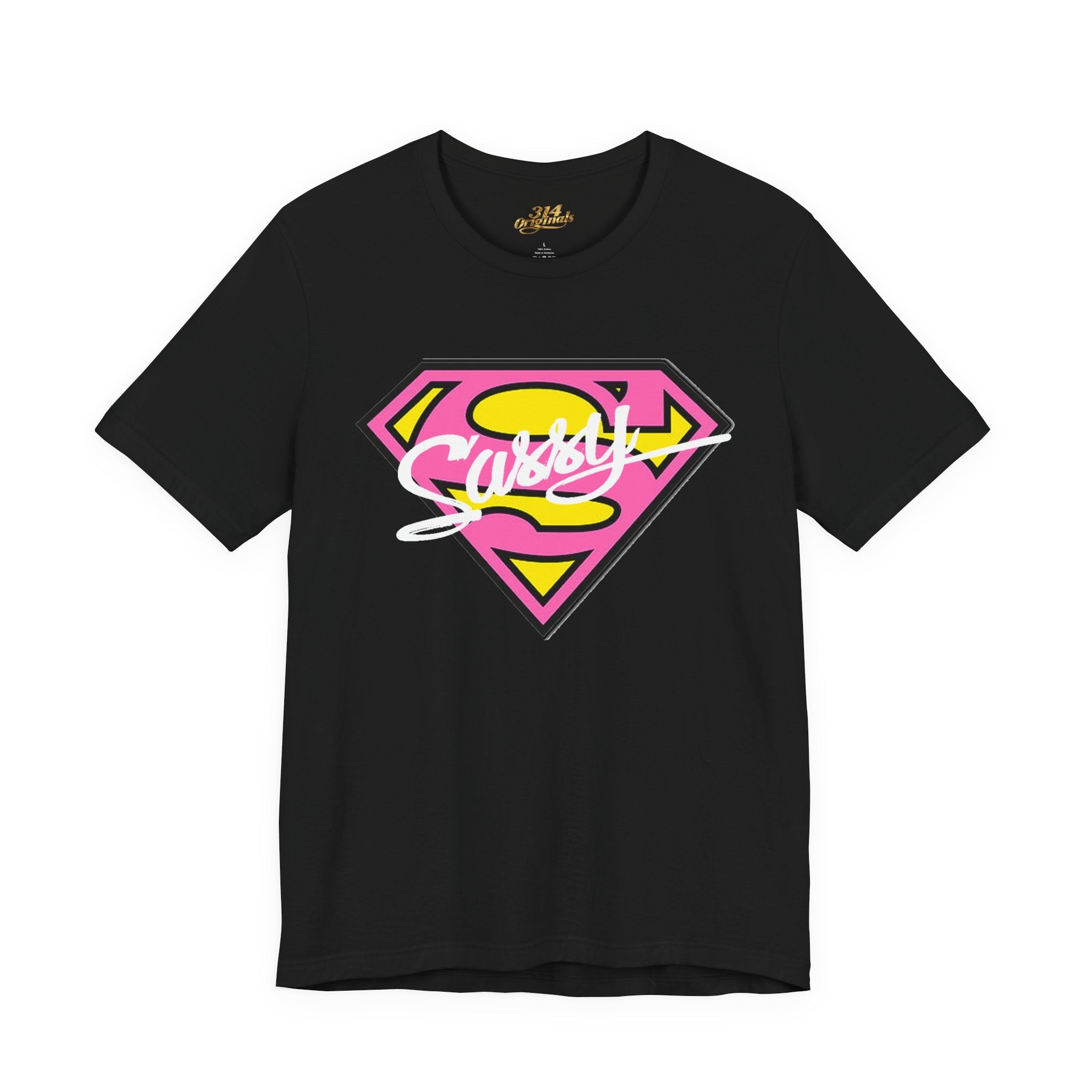 Super Sassy Tee — Pink & Yellow S Badge Graphic T-Shirt - 314 Originals