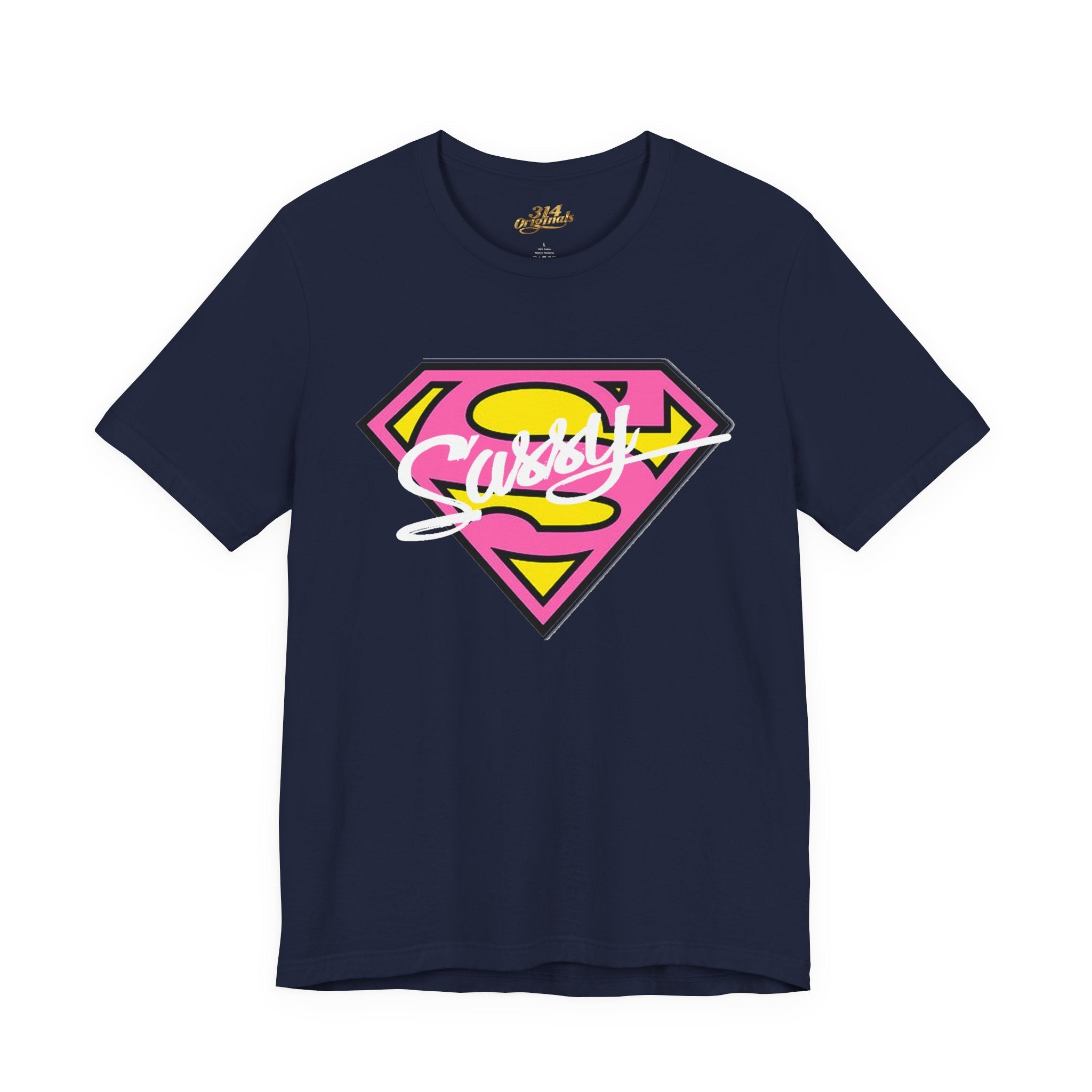 Super Sassy Tee — Pink & Yellow S Badge Graphic T-Shirt - 314 Originals