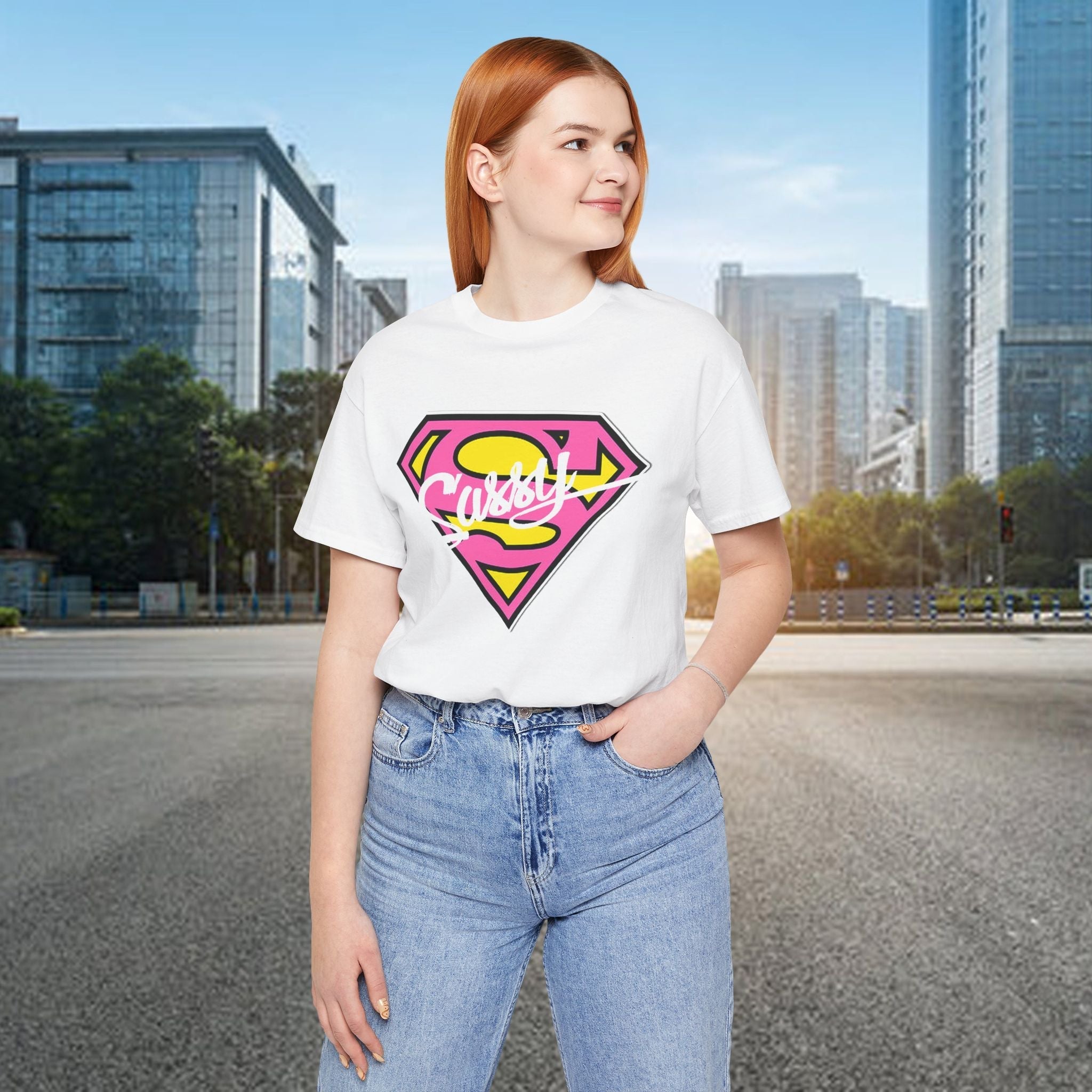 Super Sassy Tee — Pink & Yellow S Badge Graphic T-Shirt - 314 Originals