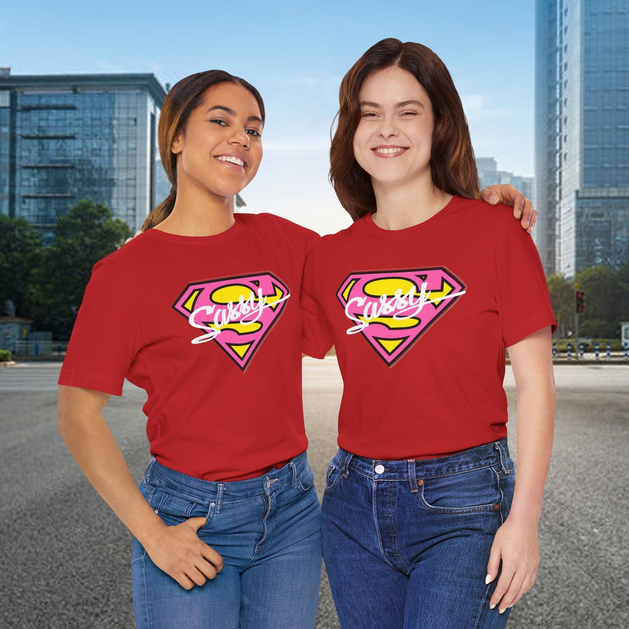 Super Sassy Tee — Pink & Yellow S Badge Graphic T-Shirt - 314 Originals