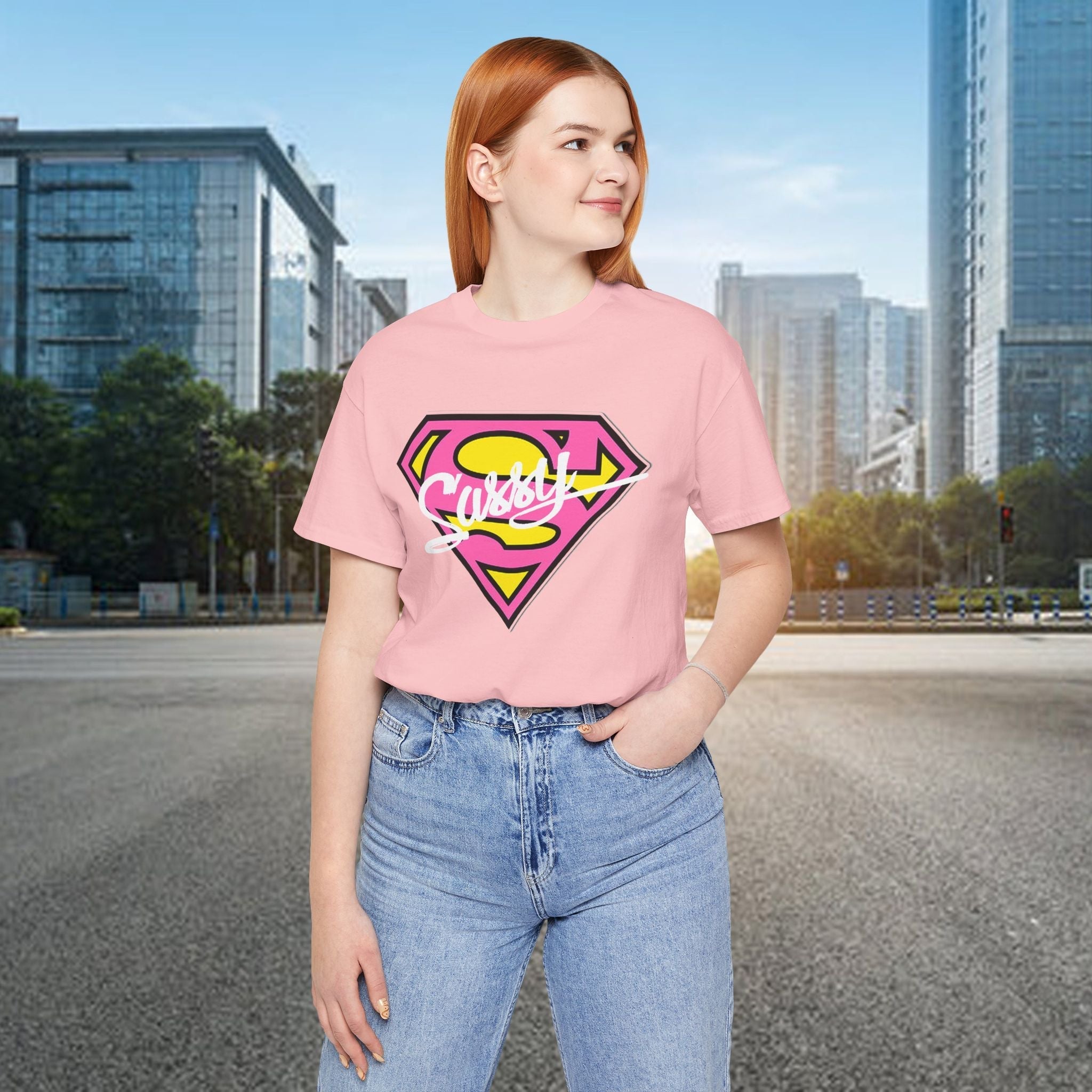 Super Sassy Tee — Pink & Yellow S Badge Graphic T-Shirt - 314 Originals