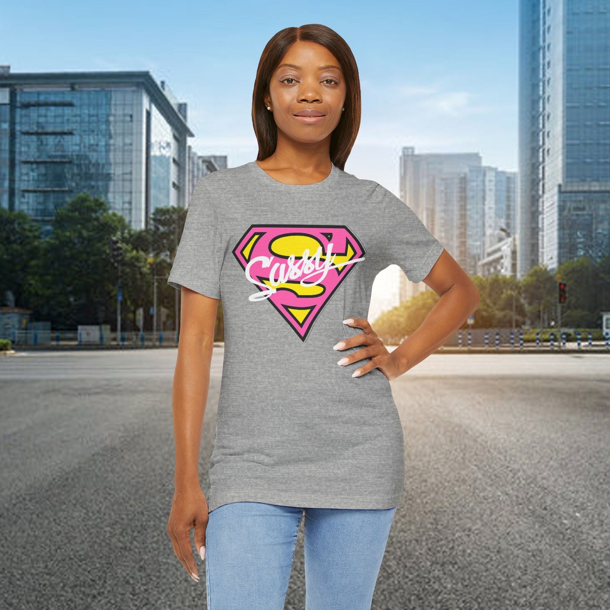 Super Sassy Tee — Pink & Yellow S Badge Graphic T-Shirt - 314 Originals