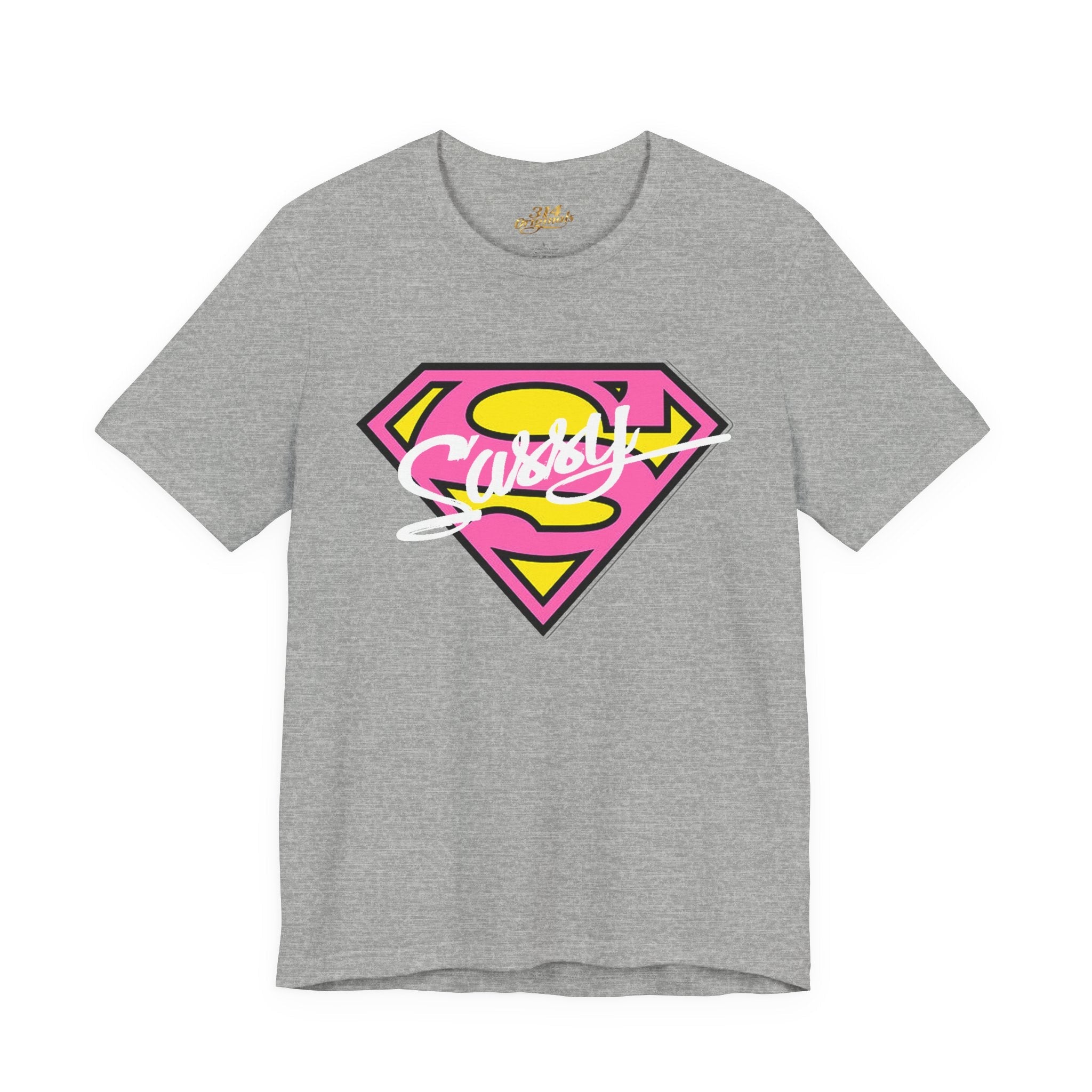 Super Sassy Tee — Pink & Yellow S Badge Graphic T-Shirt - 314 Originals