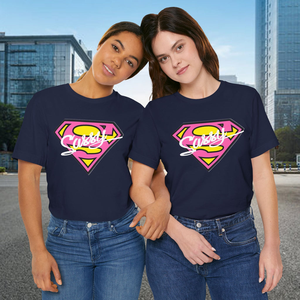 Super Sassy Tee — Pink & Yellow S Badge Graphic T-Shirt - 314 Originals