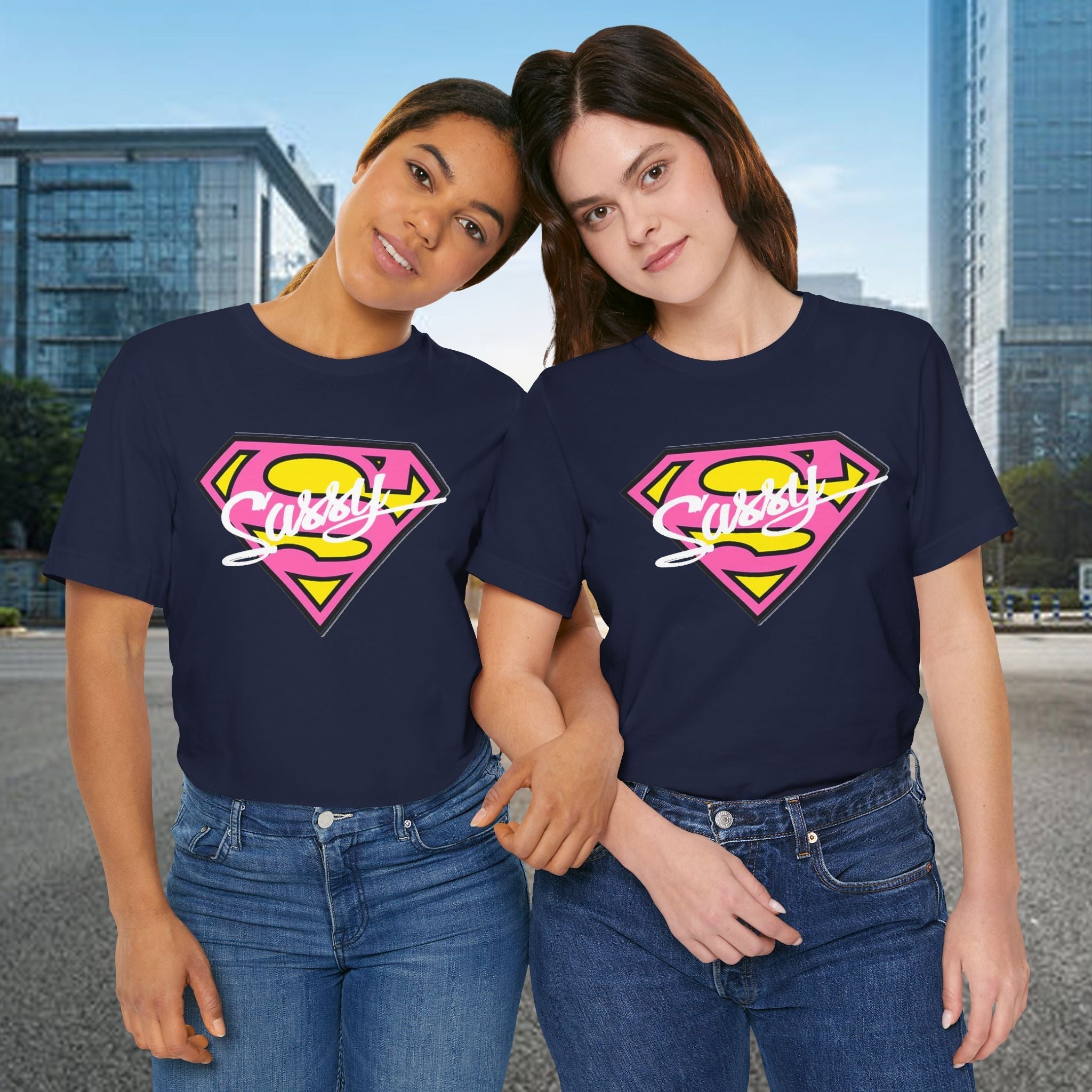 Super Sassy Tee — Pink & Yellow S Badge Graphic T-Shirt - 314 Originals