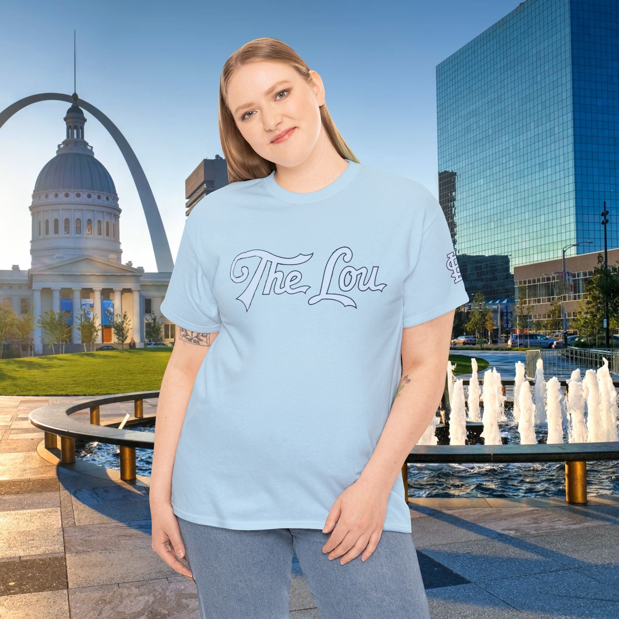 The Lou Script Light Blue Tee — Vintage Script Graphic T-Shirt - 314 Originals